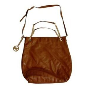 Michael Kors Brown Leather Shoulder Bag With Chain Straps & MK Logo Lining Women